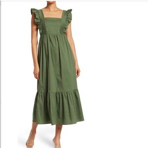 Green poplin midi dress